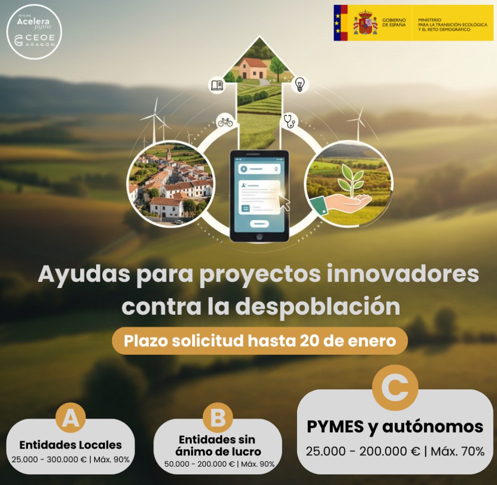 Ayudas destinadas a financiar proyectos innovadores para la transformación territorial y la lucha contra la despoblación en municipios rurales