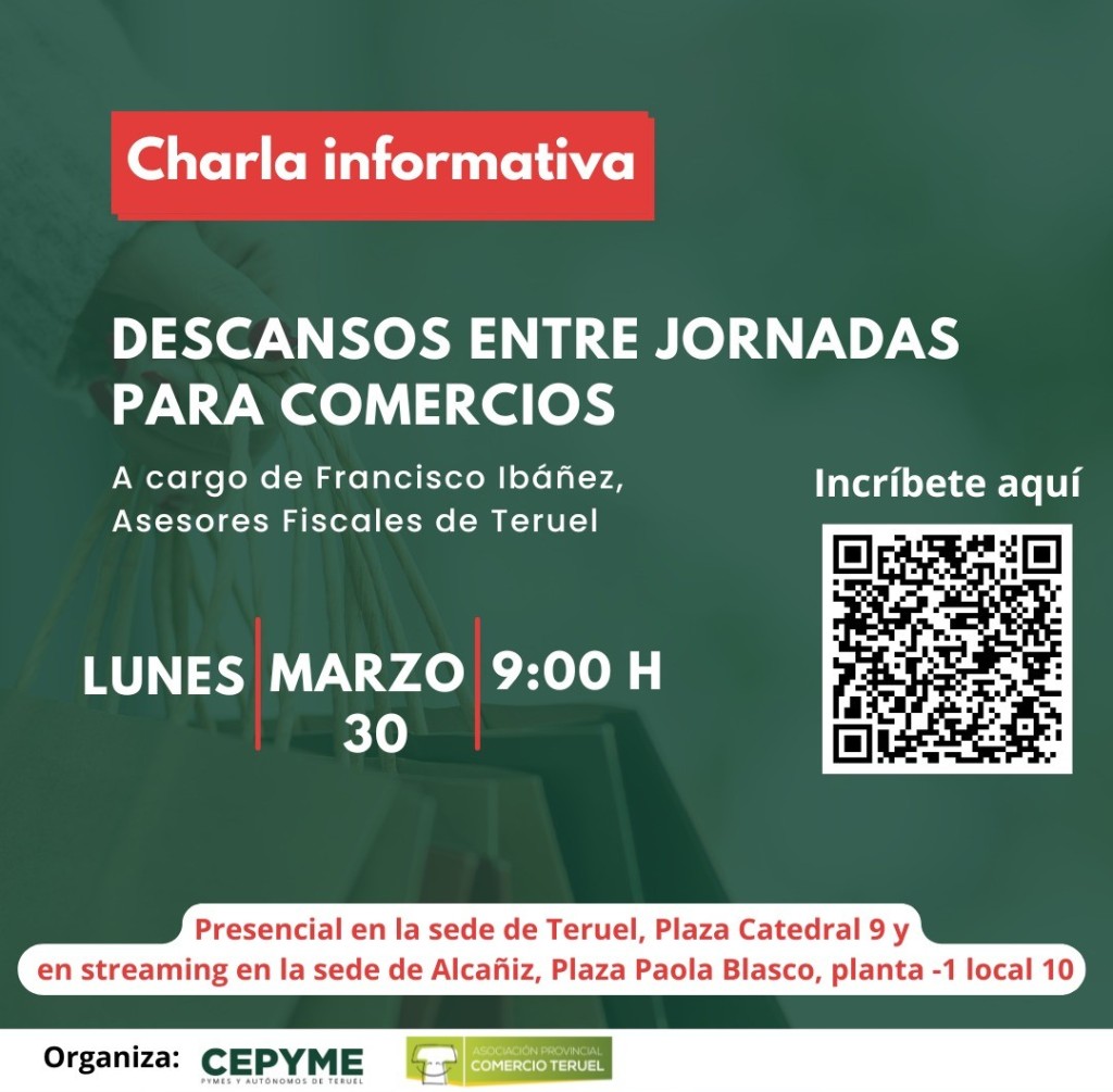 Charla informativa “Descansos entre jornadas para comercios”