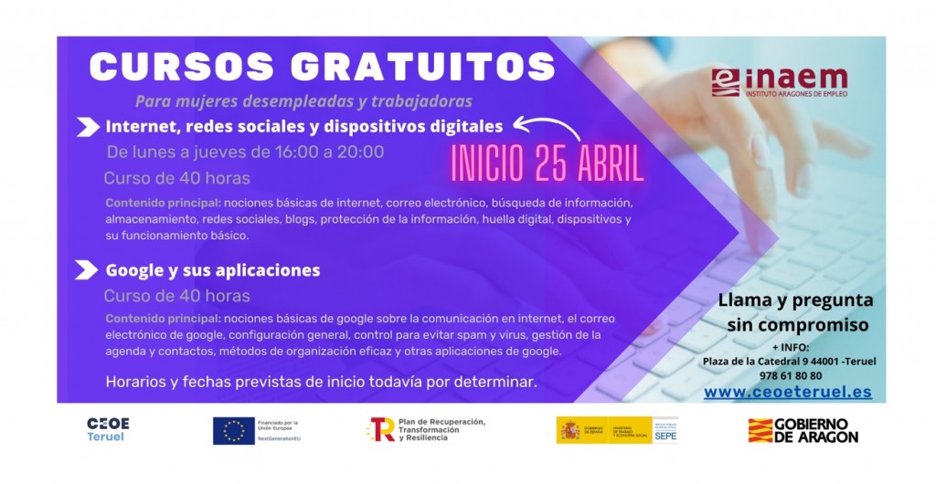 PRÓXIMOS CURSOS GRATUITOS DE INFORMÁTICA PARA MUJERES