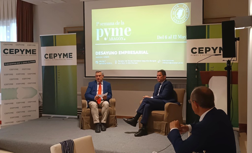 El presidente de CEPYME, Gerardo Cuerva, reivindica las ayudas al funcionamiento y el papel de las pymes en su visita a Teruel