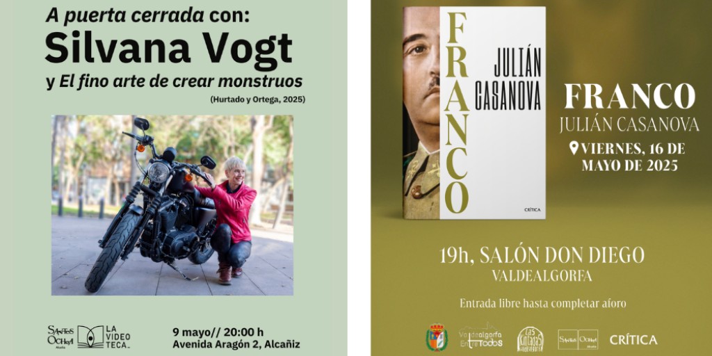 La Librería Santos Ochoa de Alcañiz celebra en mayo encuentros literarios con Silvana Vogt y Julián Casanova