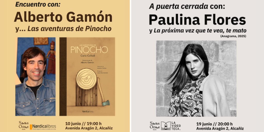 La Librería Santos Ochoa de Alcañiz acoge en junio a Alberto Gamón y Paulina Flores en dos citas literarias destacadas