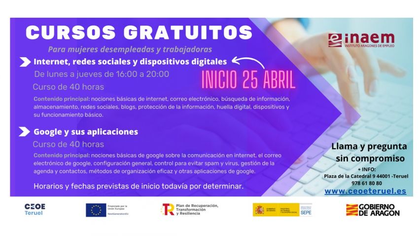 PRÓXIMOS CURSOS GRATUITOS DE INFORMÁTICA PARA MUJERES