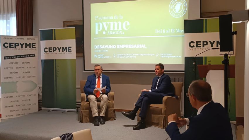 El presidente de CEPYME, Gerardo Cuerva, reivindica las ayudas al funcionamiento y el papel de las pymes en su visita a Teruel